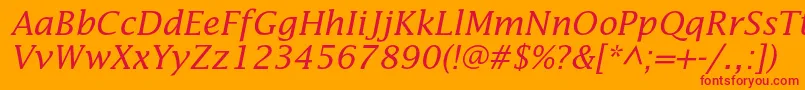 フォントLucidastdItalic – オレンジの背景に赤い文字