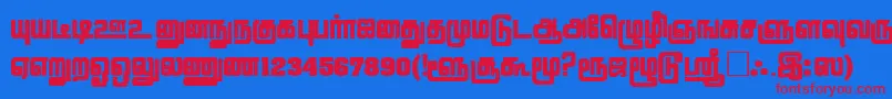LathangiPlain Font – Red Fonts on Blue Background