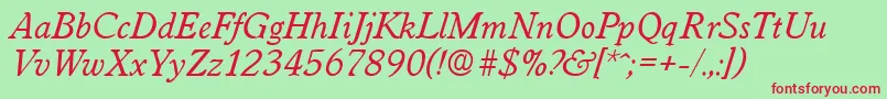 Шрифт WorcesterSerialRegularitalicDb – красные шрифты на зелёном фоне