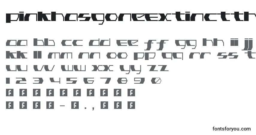 Czcionka PinkHasGoneExtinctThin – alfabet, cyfry, specjalne znaki