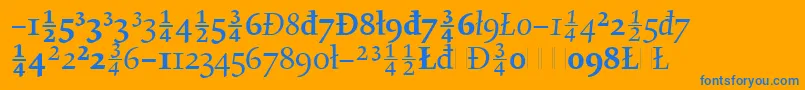 フォントGilgameshOsFiguresLetPlain.1.0 – オレンジの背景に青い文字