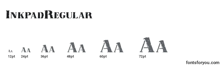 InkpadRegular Font Sizes