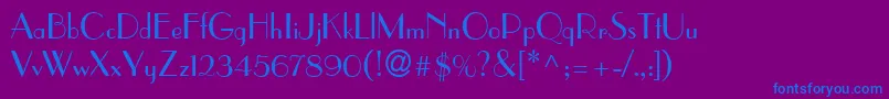 フォントP650DecoRegular – 紫色の背景に青い文字