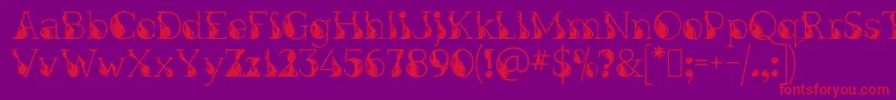 フォントKingthingsInkydinky – 紫の背景に赤い文字
