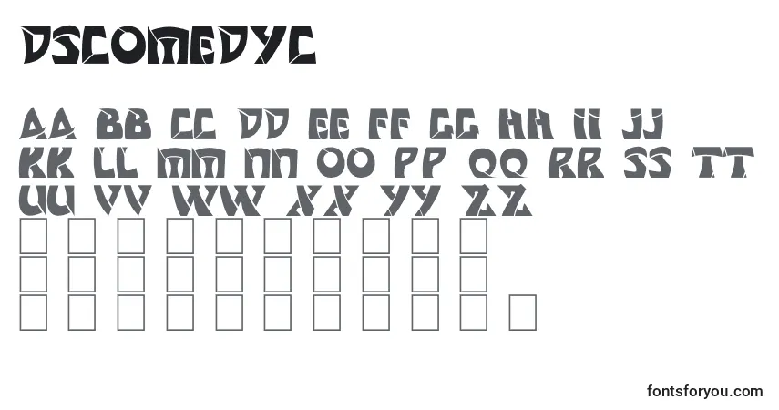 Schriftart Dscomedyc – Alphabet, Zahlen, spezielle Symbole
