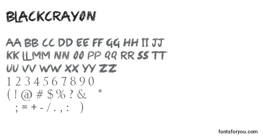 A fonte BlackCrayon – alfabeto, números, caracteres especiais