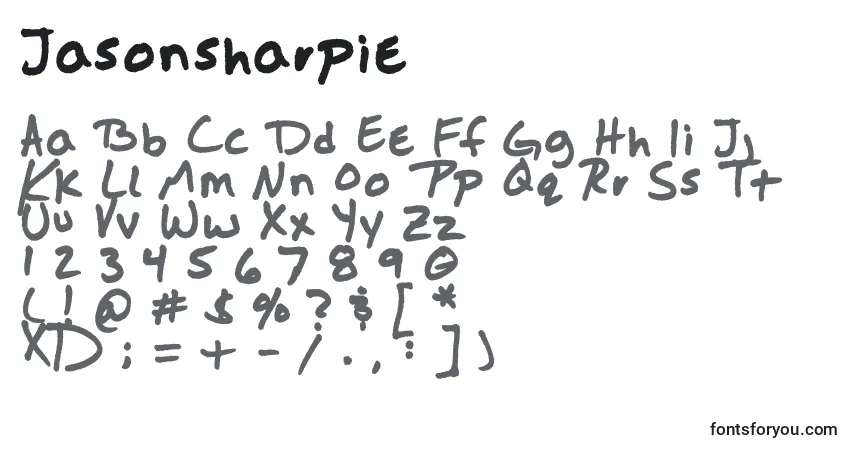 Czcionka Jasonsharpie – alfabet, cyfry, specjalne znaki
