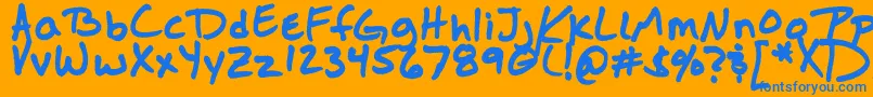 フォントJasonsharpie – オレンジの背景に青い文字