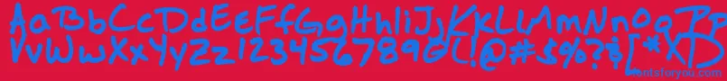 フォントJasonsharpie – 赤い背景に青い文字