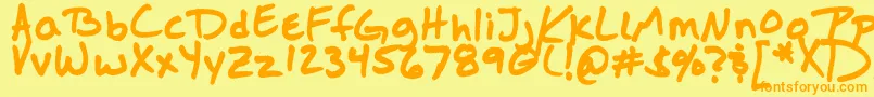 Jasonsharpie-Schriftart – Orangefarbene Schriften auf gelbem Hintergrund