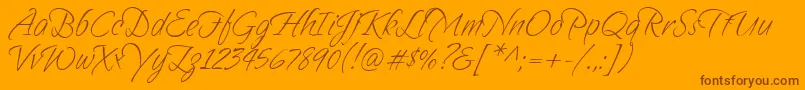 Czcionka Sandytexthmk – brązowe czcionki na pomarańczowym tle