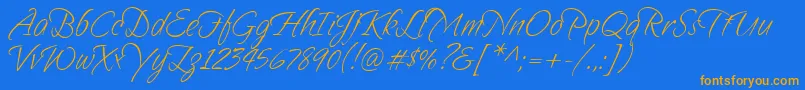 Sandytexthmk Font – Orange Fonts on Blue Background