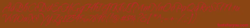 Sandytexthmk-Schriftart – Rote Schriften auf braunem Hintergrund
