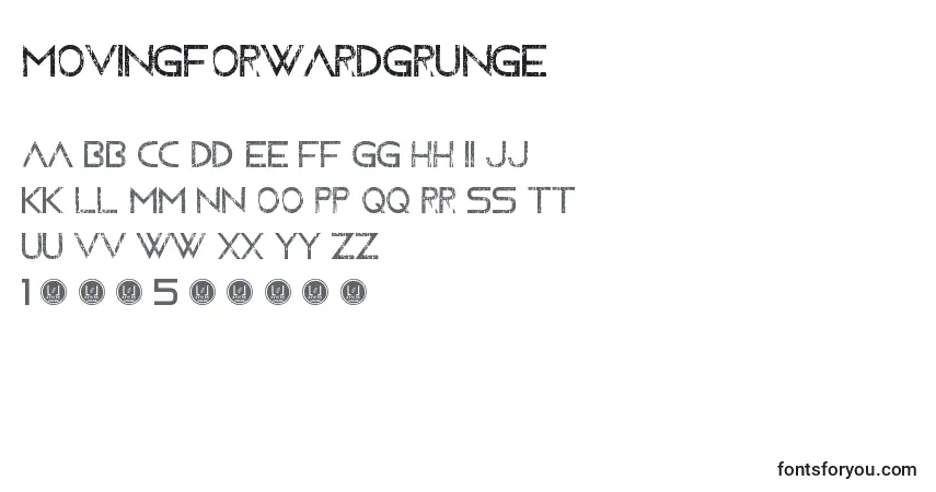 Fuente MovingForwardGrunge - alfabeto, números, caracteres especiales