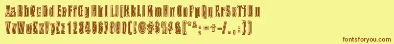 フォントBuzzAloha – 茶色の文字が黄色の背景にあります。