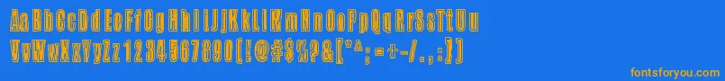 フォントBuzzAloha – オレンジ色の文字が青い背景にあります。