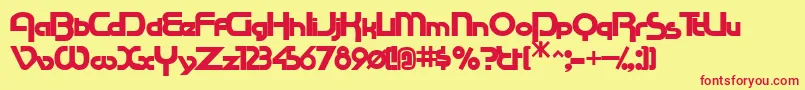 フォントRacetracsskBold – 赤い文字の黄色い背景