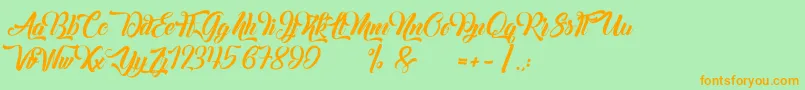 Margueritas-Schriftart – Orangefarbene Schriften auf grünem Hintergrund