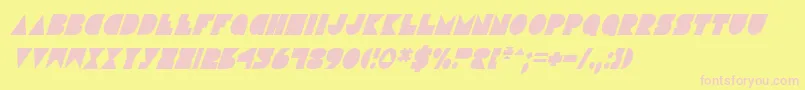 DiscoDeckCondensedItalic-Schriftart – Rosa Schriften auf gelbem Hintergrund
