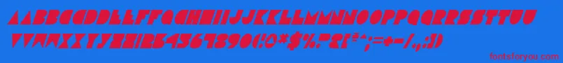 DiscoDeckCondensedItalic Font – Red Fonts on Blue Background