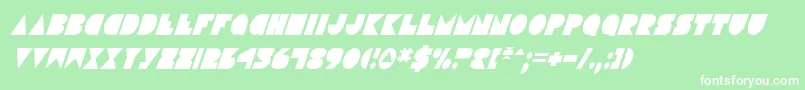 DiscoDeckCondensedItalic-Schriftart – Weiße Schriften auf grünem Hintergrund