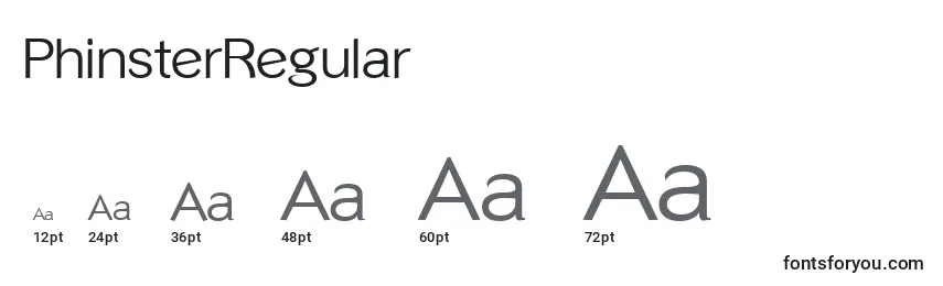 PhinsterRegular Font Sizes