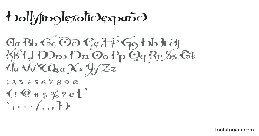 Schriftart Hollyjinglesolidexpand – Alphabet, Zahlen, spezielle Symbole