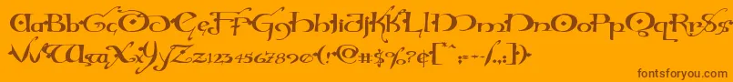 Hollyjinglesolidexpand-Schriftart – Braune Schriften auf orangefarbenem Hintergrund