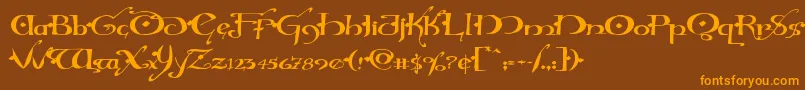 Hollyjinglesolidexpand Font – Orange Fonts on Brown Background