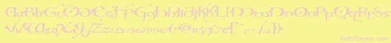 Hollyjinglesolidexpand-Schriftart – Rosa Schriften auf gelbem Hintergrund