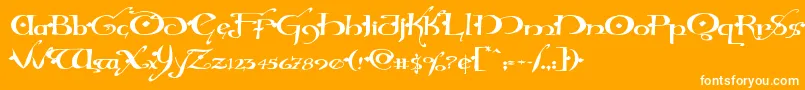 Hollyjinglesolidexpand-Schriftart – Weiße Schriften auf orangefarbenem Hintergrund