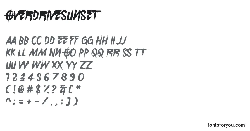 A fonte OverdriveSunset – alfabeto, números, caracteres especiais