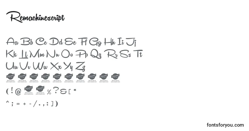Fuente Remachinescript - alfabeto, números, caracteres especiales
