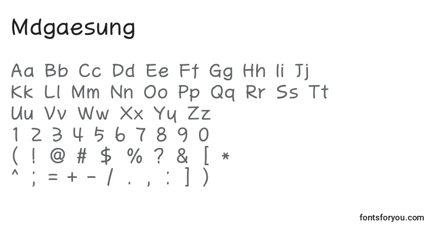 A fonte Mdgaesung – alfabeto, números, caracteres especiais