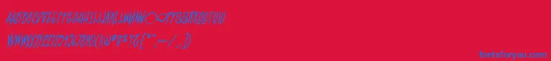 フォントBlamblamReg – 赤い背景に青い文字