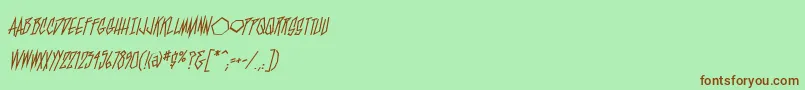 Czcionka BlamblamReg – brązowe czcionki na zielonym tle