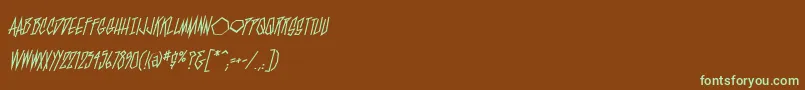 Czcionka BlamblamReg – zielone czcionki na brązowym tle