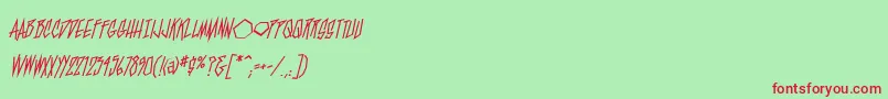 Czcionka BlamblamReg – czerwone czcionki na zielonym tle