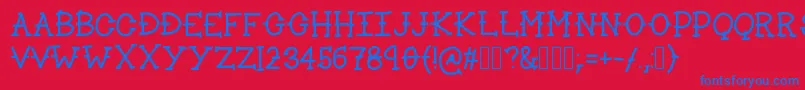 Lakeside Font – Blue Fonts on Red Background