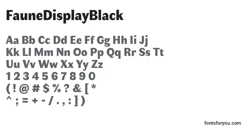 Czcionka FauneDisplayBlack – alfabet, cyfry, specjalne znaki