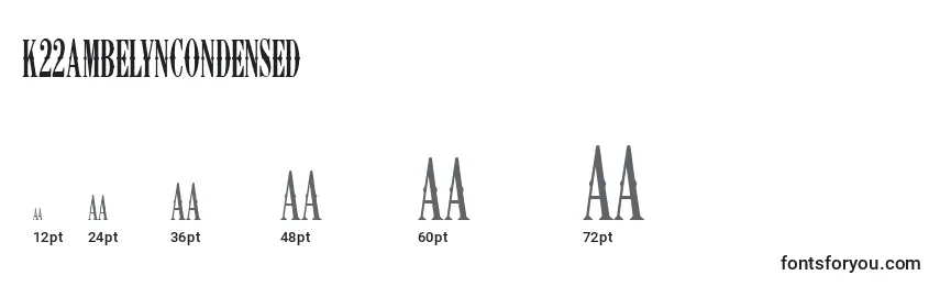 K22AmbelynCondensed Font Sizes