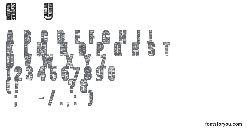 Schriftart HandsUp – Alphabet, Zahlen, spezielle Symbole