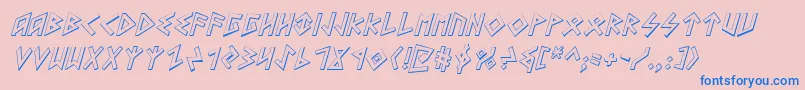 フォントHeorotShadowItalic – ピンクの背景に青い文字