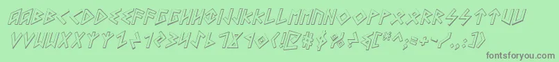 HeorotShadowItalic-fontti – harmaat kirjasimet vihreällä taustalla
