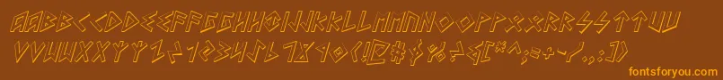 HeorotShadowItalic-fontti – oranssit fontit ruskealla taustalla