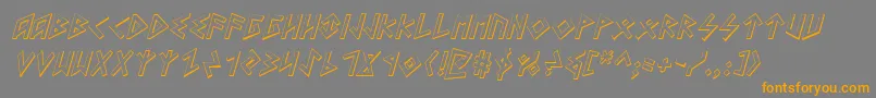 フォントHeorotShadowItalic – オレンジの文字は灰色の背景にあります。