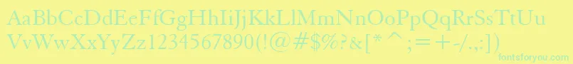 ElegantGaramondBt-Schriftart – Grüne Schriften auf gelbem Hintergrund