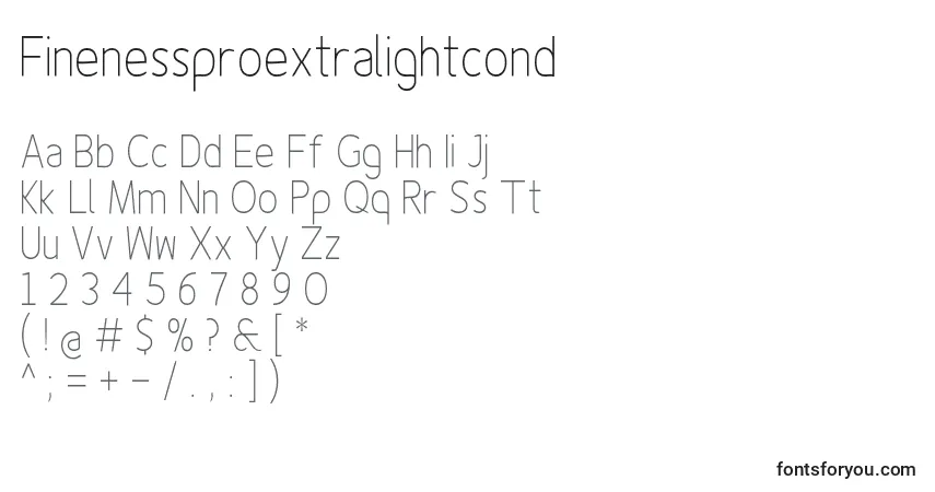 Шрифт Finenessproextralightcond – алфавит, цифры, специальные символы