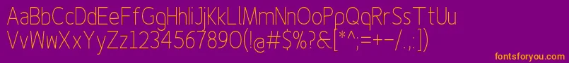 Finenessproextralightcond Font – Orange Fonts on Purple Background