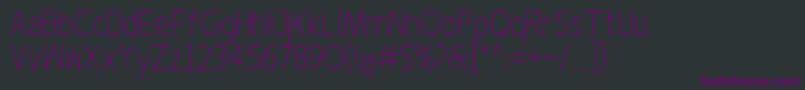 Finenessproextralightcond Font – Purple Fonts on Black Background